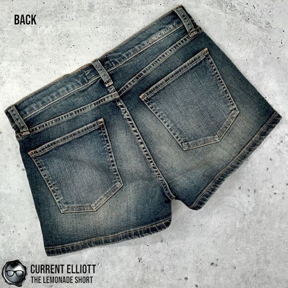 CURRENT ELLIOTT LEMONADE JEAN SHORTS SUN-FADED DENIM MINI SHORTS SIZE 24 / 0 NEW - Picture 7 of 13